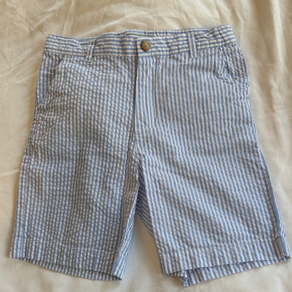 Classic Prep Childenswear Light Blue and White Seersucker Striped Shorts Size 7